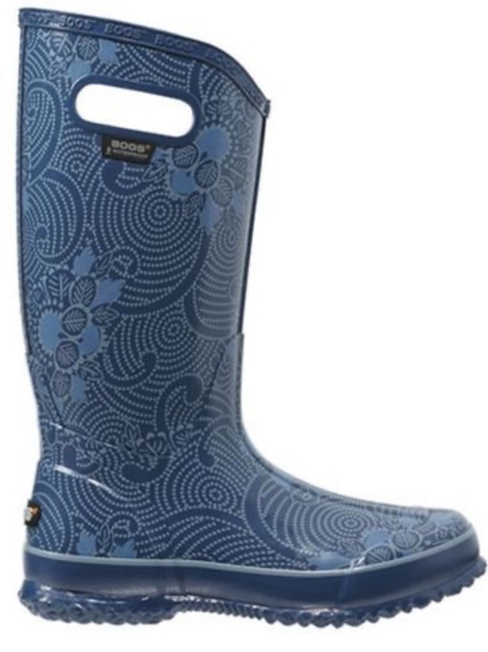 Bogs Women’s Tall Blue Floral Print Rubber Rain Spring Boots Pull On Size 11